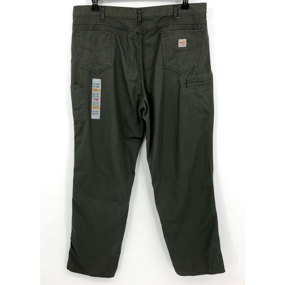 CARHARTT Mens Flame-Resistant Canvas Pants 44x36 Green Loose Fit Midweight  NWT - Picture 7 of 12